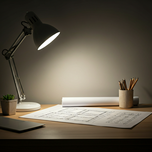 Werkplek met technische plannen — architecturale aanpak microsoft access toepassing op maat