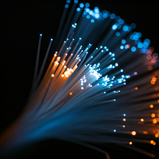 Fiber optic kabels symboliseren snelle dataverbindingen voor Access database optimalisatie